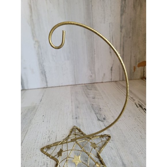 Star metal wire hanging ornament figure xmas golden decor - Picture 4 of 4